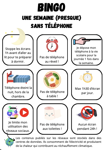 Bingo de la semaine (presque) sans écran